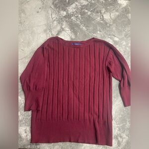 Burgundy Knit Sweater 3/4 sleeve